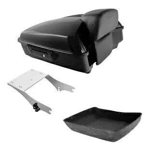 ブラックチョップドトランクマウントラック ハーレーツアーパックロードキンググライド1997-2008に適合 Black Chopped Trunk Mount Rack Fit For Harley Tour Pak Road King Glide 1997-2008 【並行輸入品】