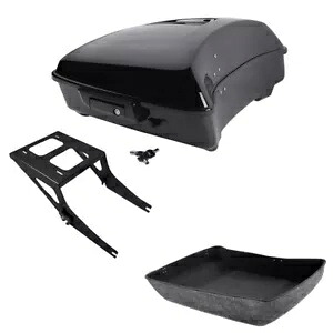 ブラックチョップドパックトランク2アップマウントラックハーレーソフテイルファットボーイ2008-2017用 Black Chopped Pack Trunk 2 Up Mount Rack Fit For Harley Softail Fatboy 2008-2017 【並行輸入品】