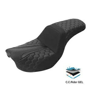 ブラック 運転席 & 助手席ジェルシート ハーレーダイナ ローライダー FXDL 2006-2017 に適合 Black Driver & Passenger Gel Seat Fit For Harley Dyna Low Rider FXDL 2006-2017 【並行輸入品】