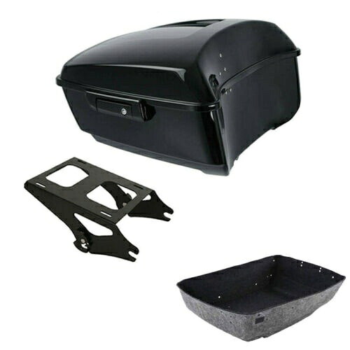 ブラック キング パック トランク & マウント ラック ハーレー ツアー パック ロード キング グライド 14-24 に適合 Black King Pack Trunk & Mount Rack Fit For Harley Tour Pak Road King Glide 14-24 【並行輸入品】