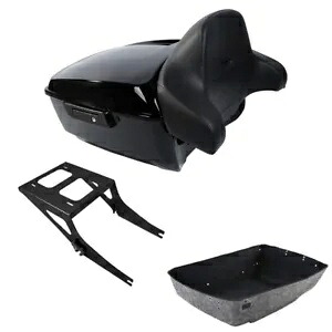 キングパック トランク バックレスト マウント ラック ハーレー ツアーパック ファットボーイ 08-17 ブラックに適合 King Pack Trunk Backrest Mount Rack Fit For Harley Tour Pak Fat Boy 08-17 Black 【並行輸入品】