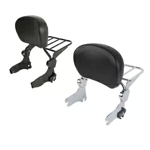 クローム/ブラック シーシーバー バックレスト パッド 荷物ラック ハーレー ツーリング 1994-2008用 Chrome/Black Sissy Bar Backrest Pad Luggage Rack For Harley Touring 1994-2008 【並行輸入品】