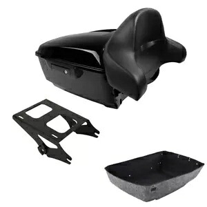 キングトランク ブラック バックレスト パッド マウント ラック ハーレー ツーリング ツアー パック 2014-24 用 King Trunk Black Backrest Pad Mount Rack Fit For Harley Touring Tour Pak 2014-24 【並行輸入品】