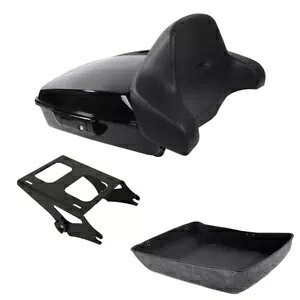 ブラックチョップドトランクバックレストマウントラックハーレーツーリング2014-24ツアーパックに適合 Black Chopped Trunk Backrest Mount Rack Fit For Harley Touring 2014-24 Tour Pak 【並行輸入品】
