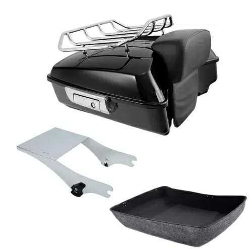 みじん切りトランクバックレストクロームマウントラックハーレーツーリンググライド1997-2008に適合 Chopped Trunk Backrest Chrome Mount Rack Fit For Harley Touring Glide 1997-2008 【並行輸入品】