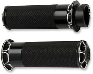 Arlen Ness 面取りブラック デュアル ケーブル ハンド グリップ 1976-2021 ハーレー FX FXD FLHT 用 Arlen Ness Beveled Black Dual Cable Hand Grips for 1976-2021 Harley FX FXD FLHT 【並行輸入品】