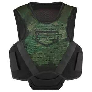 Icon ソフトコア アダルト メンズ グリーン カモ フィールド アーマー ストリート バイク ライディング ベスト Icon Softcore Adult Mens Green Camo Field Armor Street Motorcycle Riding Vest 【並行輸入品】