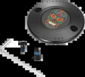 Figurati Designs シュガースカル ブラック タイミングカバー 2017-2023 ハーレーダビッドソン用 Figurati Designs Sugar Skull Black Timing Cover for 2017-2023 Harley Davidson 【並行輸入品】