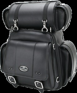 サドルメン ブラック レザー CD3600 リア オートバイ シーシーバー バッグ ハーレーダビッドソン Saddlemen Black Leather CD3600 Rear Motorcycle Sissy Bar Bag Harley Davidson 【並行輸入品】