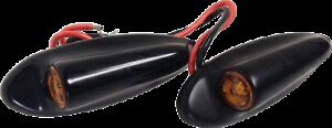 Eddie Trotta ブラック アンバー 12V LED フロント ウインカー キット 98-13 ハーレー ツーリング FLTR Eddie Trotta Black Amber 12V LED Front Turn Signal Kit 98-13 Harley Touring FLTR 【並行輸入品】