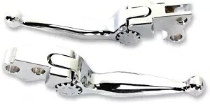 PSR クローム 調節可能なハンドルバーレバーセット 96-17 ハーレー ダイナ ツーリング ソフテイル用 PSR Chrome Adjustable Handlebar Lever Set for 96-17 Harley Dyna Touring Softail 【並行輸入品】