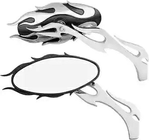 Drag Specialty オーバル フレーム ブラック & クローム オートバイ ミラー ハーレー FLST FXD XL Drag Specialties Oval Flame Black & Chrome Motorcycle Mirrors Harley FLST FXD XL 【並行輸入品】