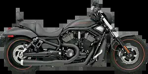Bassani ブラック 4 インチ ロード レイジ 2-1 エキゾーストは、07-17 ハーレー V ロッド VRSCDX VRSCD に適合します。 Bassani Black 4\