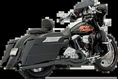 Bassani ブラック 4インチ ロード レイジ エキゾースト 1995-2016 ハーレーダビッドソン ツーリング バガー用 Bassani Black 4\