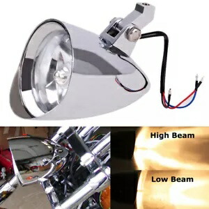 クロームトライブレットヘッドライトハーレーダイナソフテイルスポーツスターチョッパーボバー4.7用 Chrome Tri Bullet Headlight For Harley Dyna Softail Sportster Chopper Bobber 4.7 【並行輸入品】