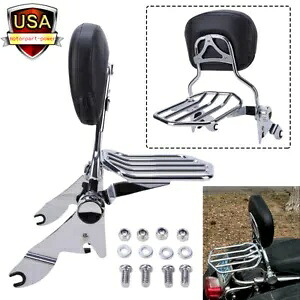 クローム 取り外し可能バックレスト シーシーバー + 荷物ラック 09-23 ハーレーツーリング用 Chrome Detachable Backrest Sissy Bar + Luggage Rack For 09-23 Harley Touring 【並行輸入品】