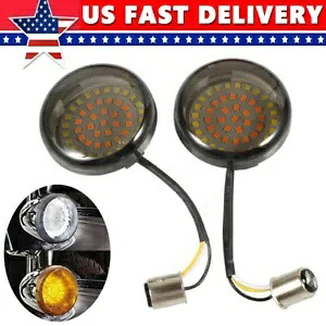 1157 LED ターンシグナルライトインサートスモークレンズハーレーソフテイルロードキンググライド用 1157 LED Turn Signal Lights Insert Smoke Lens for Harley Softail Road King Glide 【並行輸入品】