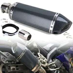 スリップオンエキゾーストマフラーテールパイプカーボンブラック 38-51 ミリメートルユニバーサルオートバイ Slip on Exhaust Muffler Tail Pipe Carbon Black For 38-51mm Universal Motorcycle 【並行輸入品】