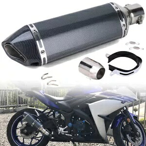 38-51 ミリメートルカーボンブラックエキゾーストマフラーテールパイプスリップオンユニバーサルオートバイ 38-51mm Carbon Black Exhaust Muffler Tail Pipe Slip-On For Universal Motorcycle 【並行輸入品】