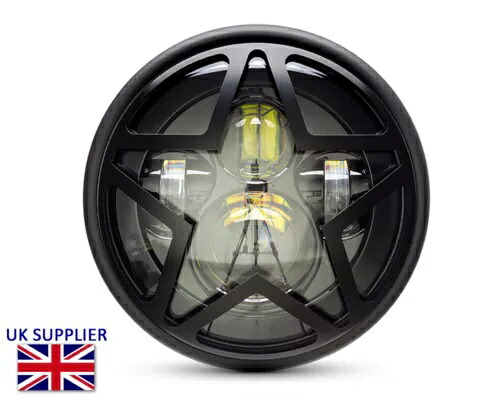Triumph Bonneville T100 T120用スターグリルデザインのカスタムLEDヘッドライト Custom LED Headlight with Star Grill Design for Triumph Bonneville T100 T120 【並行輸入品】