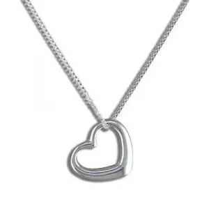 スターリングシルバー オープン ハート ペンダント スターリング シルバー ネックレス チェーン 41cm / 1 Sterling Silver Open Heart Pendant on Sterling silver Necklace Chain 41cm / 1画像