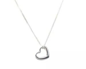 ラブ ハート ペンダント 41cm / 16 インチ チェーン - スターリングシルバー Love Heart Pendant on 41cm / 16in Chain - Sterling Silver画像