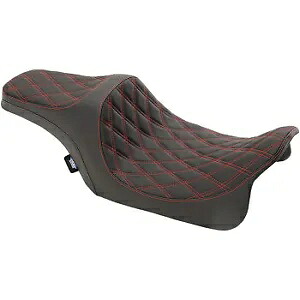 DRAG SPECIALTIES 0801-1116 プレデター III シート - ダブル ダイヤモンド - ビニール - レッドステッチ DRAG SPECIALTIES 0801-1116 Predator III Seat-Double Diamond-Vinyl-Red Stitching 【並行輸入品】