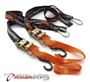 新品 KTM ソフト タイダウン ストラップ ラチェット付き オレンジ/ブラック 幅 1.5 インチ タイダウン U6910048 NEW KTM Soft Tie Down Straps w/ Rachet Orange/Black 1.5\