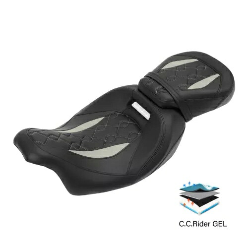 ブラック + ホワイト運転席助手席ジェルシートハーレーツーリングロードグライド 09-23 22 に適合 Black+White Driver Passenger Gel Seat Fit For Harley Touring Road Glide 09-23 22 【並行輸入品】