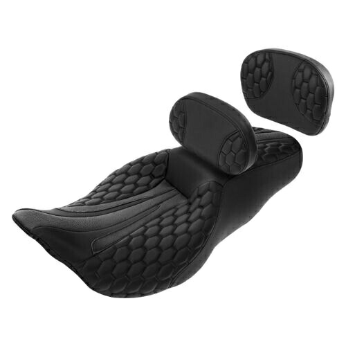 運転席助手席背もたれパッド ハーレーツーリングロードグライド 09-23 ブラックに適合 Driver Passenger Seat Backrest Pad Fit For Harley Touring Road Glide 09-23 Black 【並行輸入品】