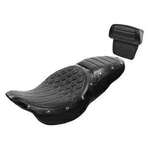 ブラック 運転席 助手席 + 背もたれ ハーレー エレクトラ ロード グライド 14-23 に適合 Black Driver Passenger Seat + Backrest Fit For Harley Electra Road Glide 14-23 【並行輸入品】