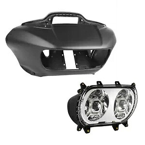マットブラックインナーアウターフェアリング & LED ヘッドライトハーレーロードグライド 15-23 に適合 Matte Black Inner Outer Fairing & LED Headlight Fit For Harley Road Glide 15-23 【並行輸入品】