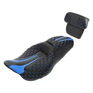 ブラック + ブルー ドライバー パッセンジャー 2 アップシート バックレスト ハーレー ロード グライド 14-23 に適合 Black+Blue Driver Passenger 2 Up Seat Backrest Fit For Harley Road Glide 14-23 【並行輸入品】