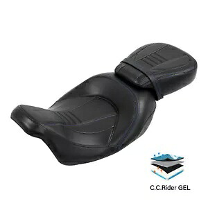 ゲル運転席 & 助手席ハーレーツーリングロードグライド 09-23 ブラックブルーに適合 Gel Driver & Passenger Seat Fit For Harley Touring Road Glide 09-23 Black Blue 【並行輸入品】