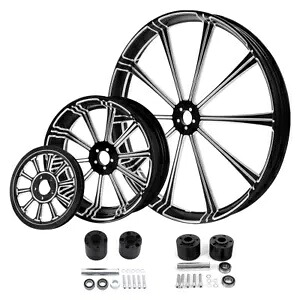26 インチ フロント 18 インチ リア ホイール リム ハブ ベルト プーリー ハーレー ストリート グライド 08-24 に適合 26'' Front 18'' Rear Wheel Rim Hub Belt Pulley Fit For Harley Street Glide 08-24 【並行輸入品】