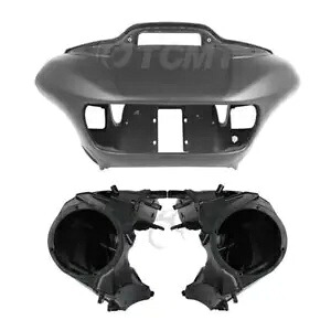 マットブラックフロントフェアリング & スピーカーカバー ハーレーロードグライド 2015-2024 に適合 Matte Black Front Fairing & Speaker Covers Fit For Harley Road Glide 2015-2024 【並行輸入品】