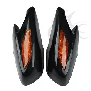 ペアブラックバックミラーオレンジターンシグナル付きホンダ ST1300 02-11 Pair Black Rear View Mirror With Orange Turn Signal Fit For Honda ST1300 02-11 【並行輸入品】