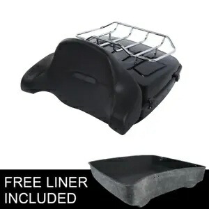 チョップドパックトランク バックレスト&トップラック付き ハーレーツアーパックツーリング14-23に適合 Chopped Pack Trunk W/ Backrest & Top Rack Fit For Harley Tour Pak Touring 14-23 【並行輸入品】