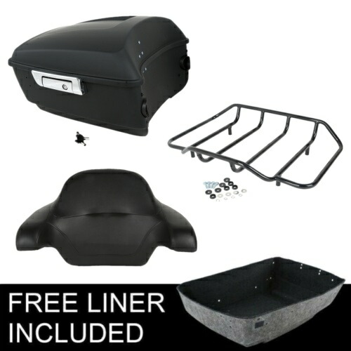 マットブラックキングトランクバックレストトップラックハーレーツアーパックロードキング14-23用 Matte Black King Trunk Backrest Top Rack Fit For Harley Tour Pak Road King 14-23 【並行輸入品】