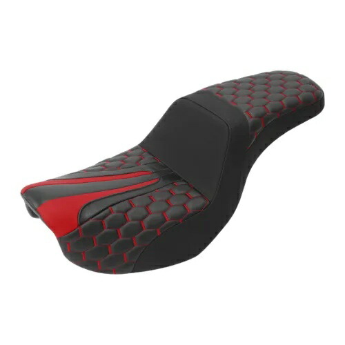 ブラック + レッドドライバーライダー助手席ハーレーダイナストリートファットボブ 06-17 に適合 Black+Red Driver Rider Passenger Seat Fit For Harley Dyna Street Fat Bob 06-17 【並行輸入品】