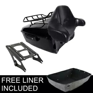 ブラックキング トランクバックレスト マウントラック付き ハーレーツアーパックツーリング 14-23 22用 Black King Trunk Backrest W/ Mount Rack Fit For Harley Tour Pak Touring 14-23 22 【並行輸入品】