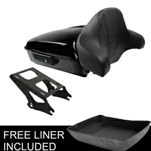 チョップドトランクバックレストパッド & マウントラックハーレーツアーパックロードキング 14-24 に適合 Chopped Trunk Backrest Pad & Mount Rack Fit For Harley Tour Pak Road King 14-24 【並行輸入品】
