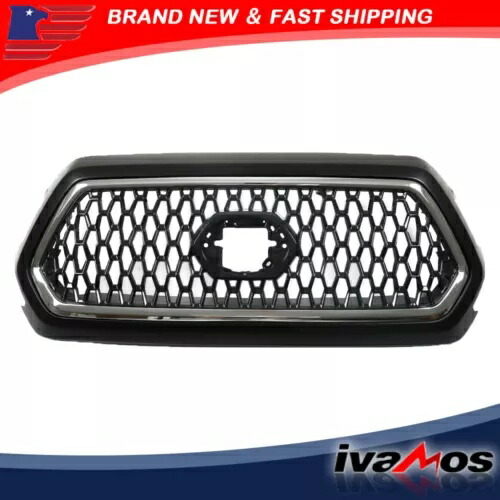 フロントプラスチックグリル 2016-2022 トヨタ タコマ マットブラックメッシュ塗装済み新品 Front Plastic Grille For 2016-2022 Toyota Tacoma Matte Black Mesh Painted New 【並行輸入品】