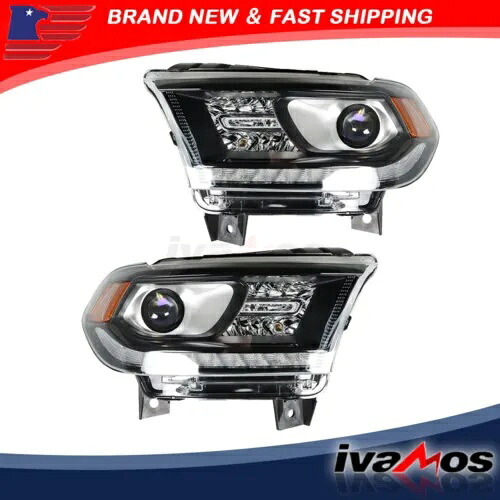 ドライバー&助手席ヘッドライト ハロゲンタイプ ブラック クリア 2016-2020 ダッジ デュランゴ用 Driver&Passenger Headlights Halogen Type Black Clear For 2016-2020 Dodge Durango 【並行輸入品】