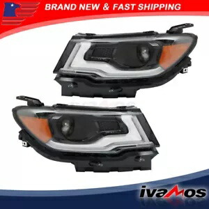 ペア 2017-2021 ジープ コンパス HID/キセノン LED DRL RH + LH ヘッドライト ヘッドランプ ブラック Pair For 2017-2021 Jeep Compass HID/Xenon LED DRL RH+LH Headlight Headlamp Black 【並行輸入品】 67,760円
