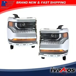 ヘッドライトランプ HID/キセノン LED 右&左付き 2016-2018 シボレー シルバラード 1500 Headlights Lamp HID/Xenon w/ LED Right&Left For 2016-2018 Chevy Silverado 1500 【並行輸入品】|カスタムパーツ WORLD倉庫