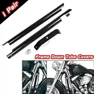 ブラックダウンチューブフレームカバーハーレーファットボーイソフテイルEFI FLSTFIデュースFXSTD US用 Black Down Tube Frame Cover For Harley Fatboy Softail EFI FLSTFI Deuce FXSTD US画像