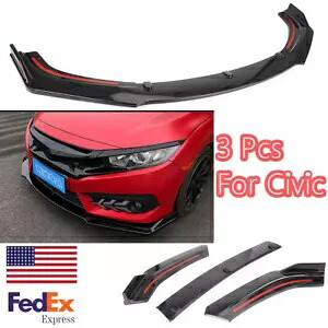 車のフロントバンパーカバーリップスポイラースプリッターホンダシビック 2016-2020 2019 黒 Car Front Bumper Cover Lip Spoiler Splitter For Honda Civic 2016-2020 2019 Black 【並行輸入品】