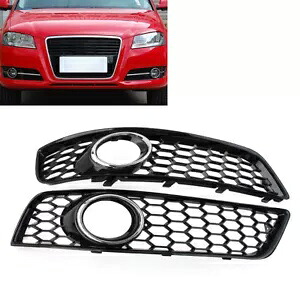 アウディ A3 8P 2009-2013 2 個フロントバンパーメッシュフォグライトカバー W/フォグライト穴 For Audi A3 8P 2009-2013 2PCS Front Bumper Mesh Fog Light Cover W/Fog Light Hole 【並行輸入品】