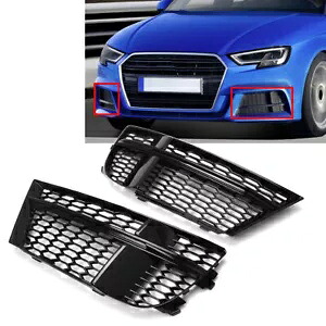 オープンメッシュハニカムフロントバンパーフォグランプグリルアウディ A3 S-LineS3 Open Mesh Honeycomb Front Bumper Fog Light Grille For Audi A3 S-LineS3 【並行輸入品】
